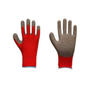 13 gauge polyester latex crinkle coated work gloves with superior wet grip